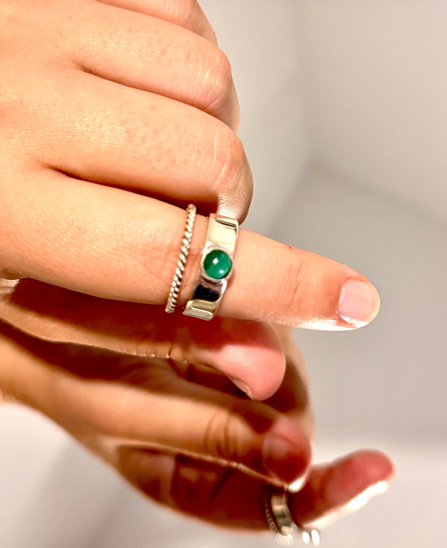 Ring Stack - Malachite & Sterling Silver