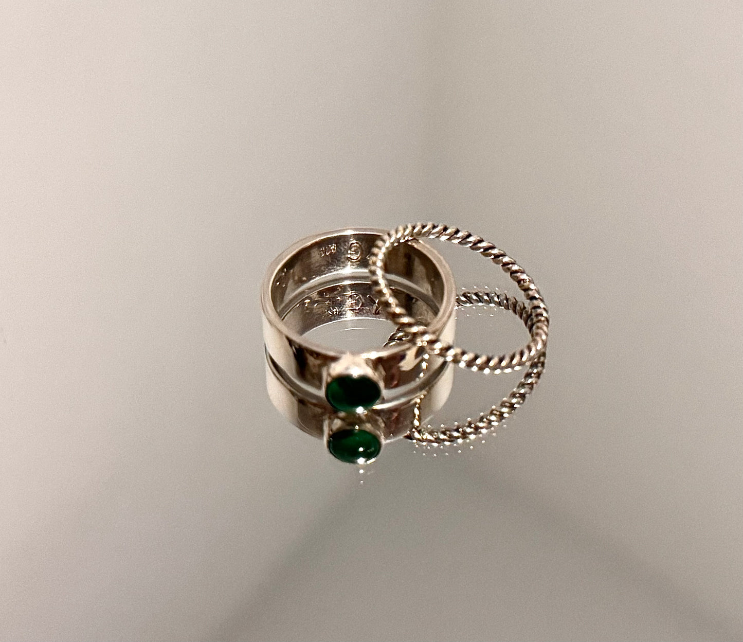 Ring Stack - Malachite & Sterling Silver