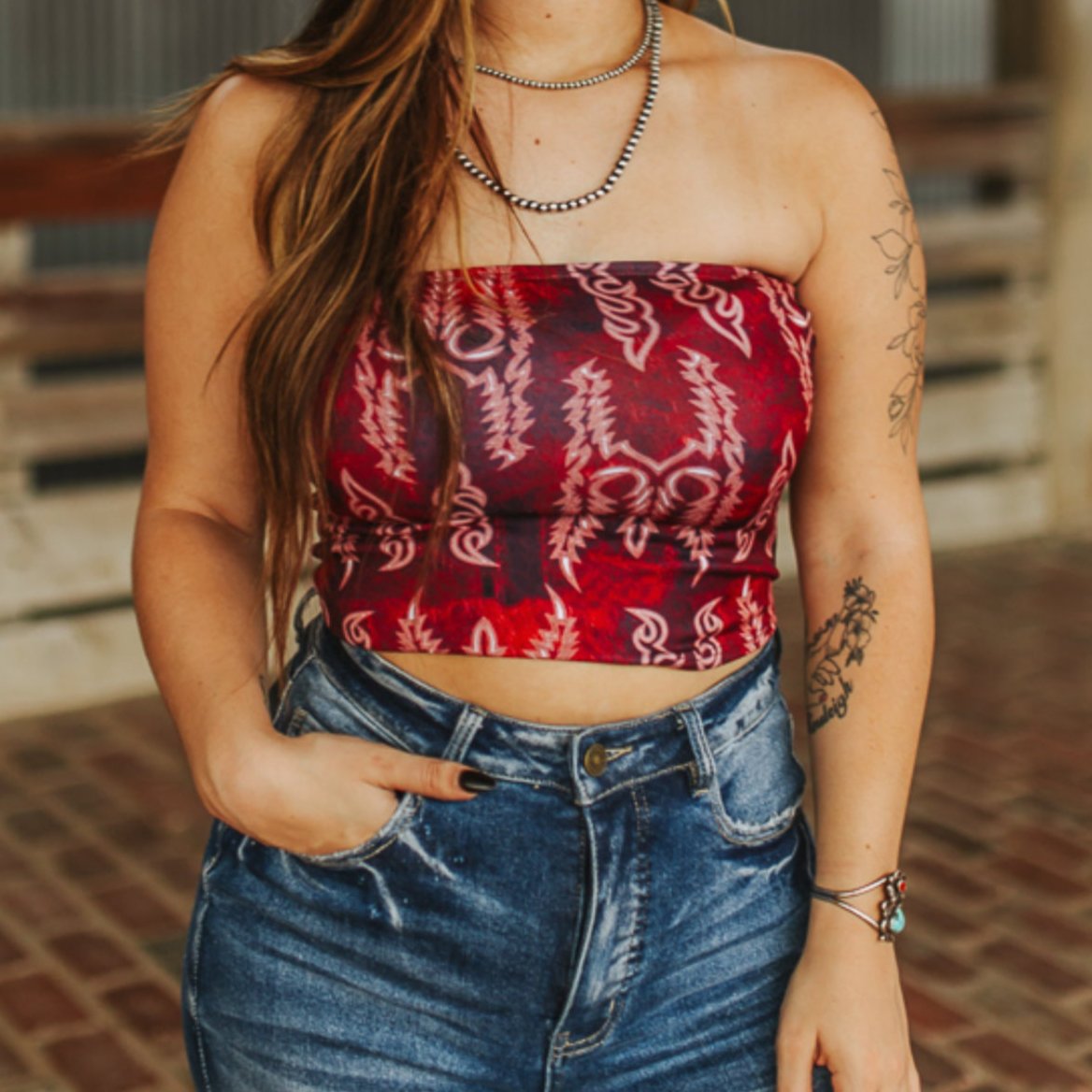 Sexy Red Cowgirl Tube Top