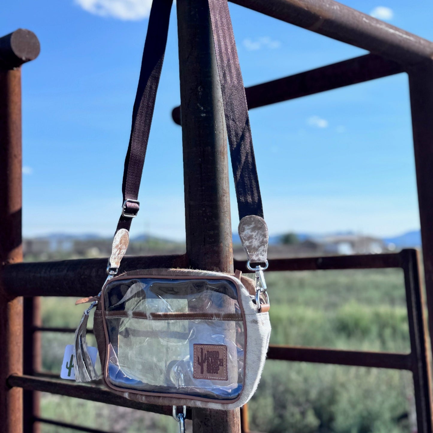 Priscilla Clear - Cowhide - Crossbody Purse - TAN + WHITE