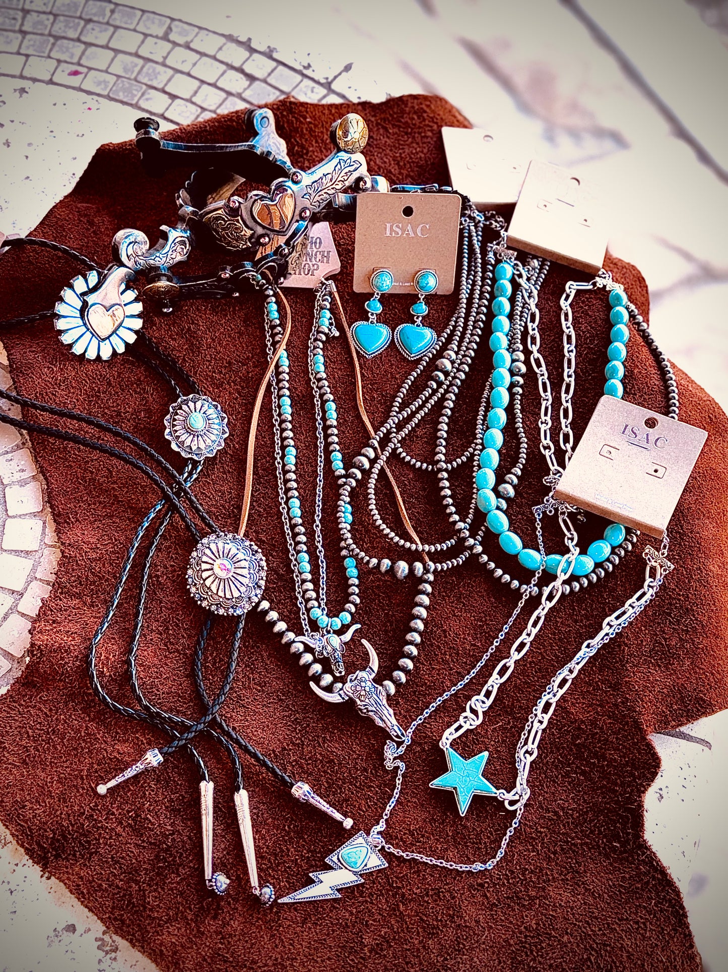 Western Turquoise Concho Necklace