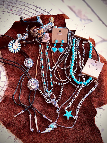 Western Turquoise Concho Necklace