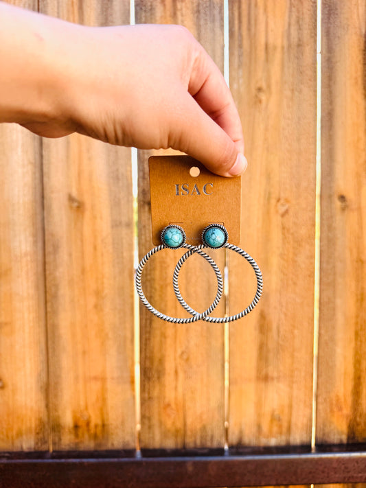 Turquoise Hoop Stud Earrings