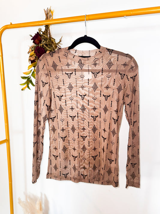 Aztec Cowgirl Mesh Top