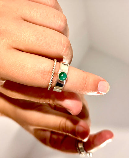 Ring Stack - Malachite & Sterling Silver