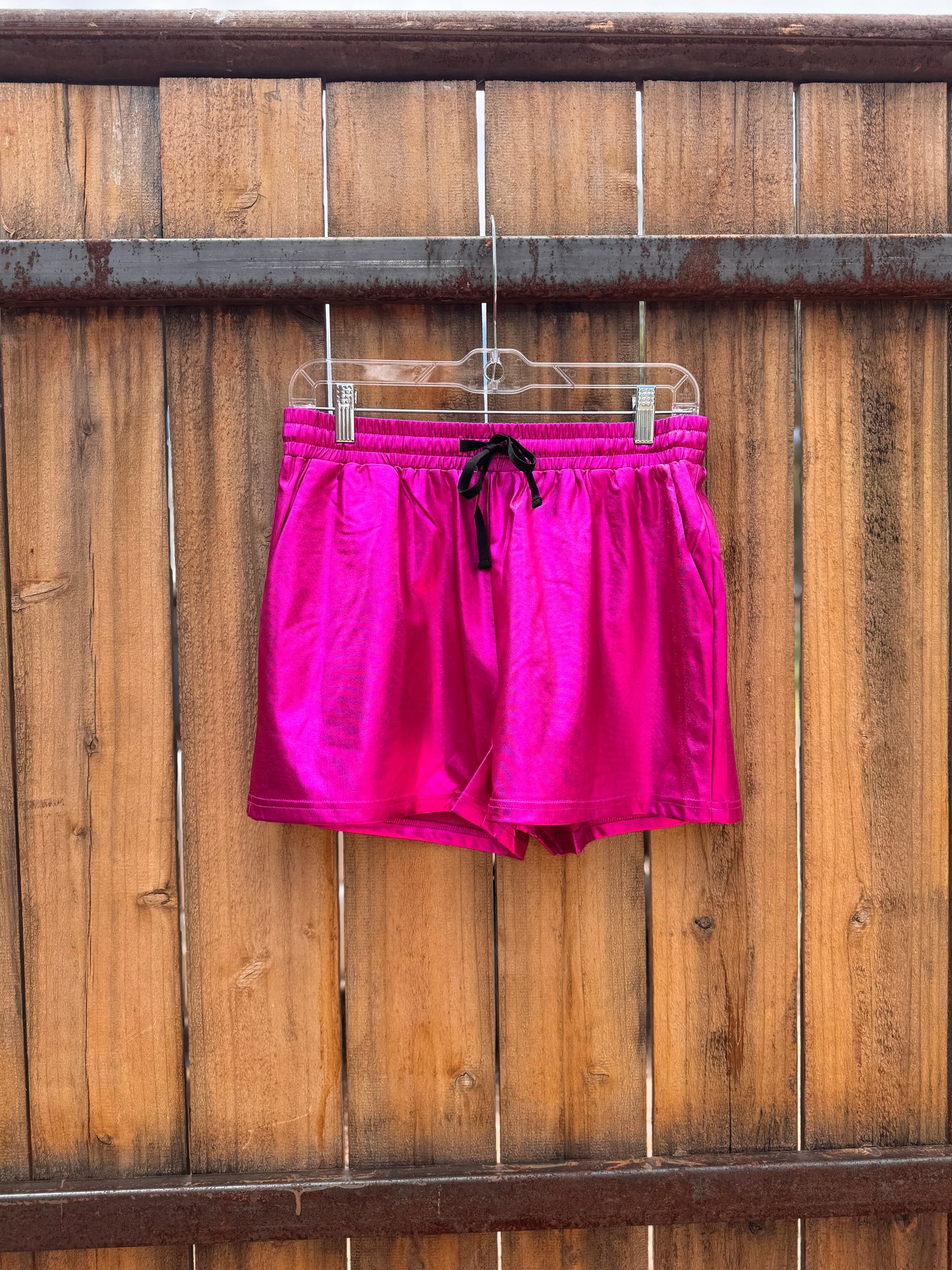 Hot Pink Metallic Shorts