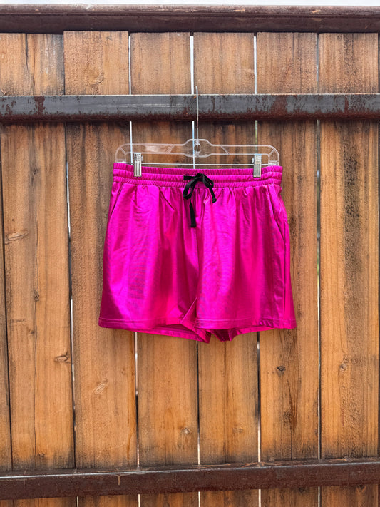 Hot Pink Metallic Shorts