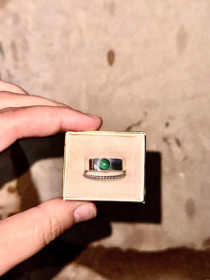 Ring Stack - Malachite & Sterling Silver
