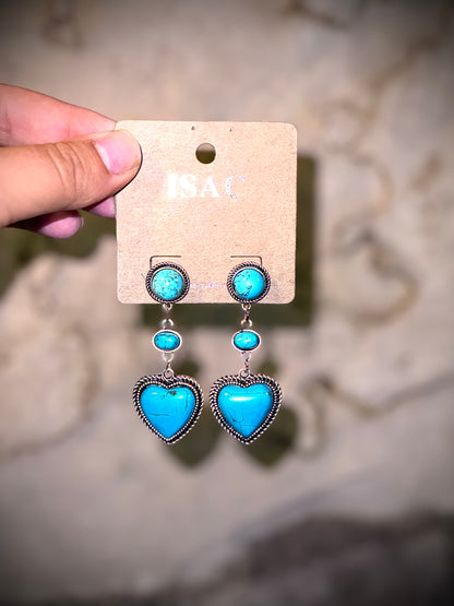 Rodeo Turquoise Heart Earrings