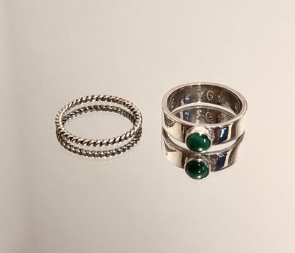 Ring Stack - Malachite & Sterling Silver