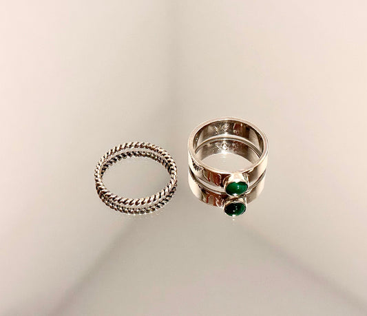 Ring Stack - Malachite & Sterling Silver